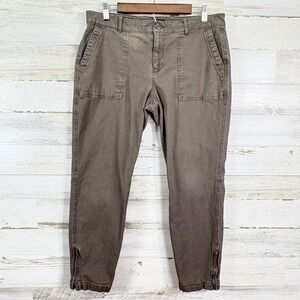 Gap Utility Jogger Pants Womens Size‎ 12 Olive Green Ankle Zip Casual Trousers